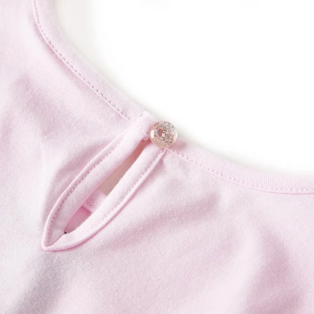 Vestido de criança com folhos rosa-claro 104