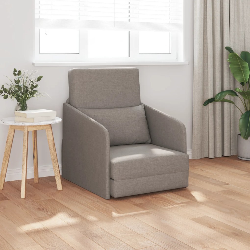 vidaXL Sofá Cama 2-em-1 Taupe 65x80x83 cm Tecido