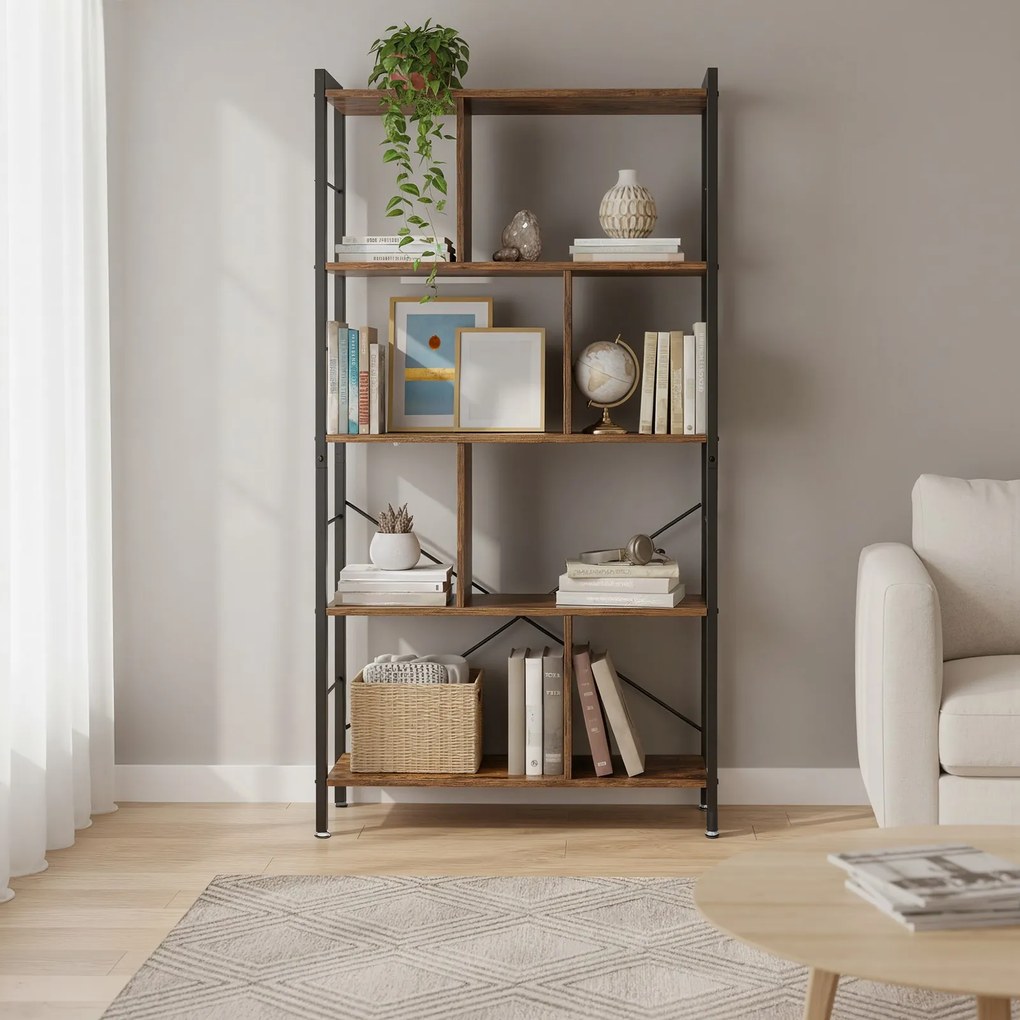Estante de 5 níveis sala, escritório 30 x 74 x 154,5 cm (P x L x A) castanho-preto