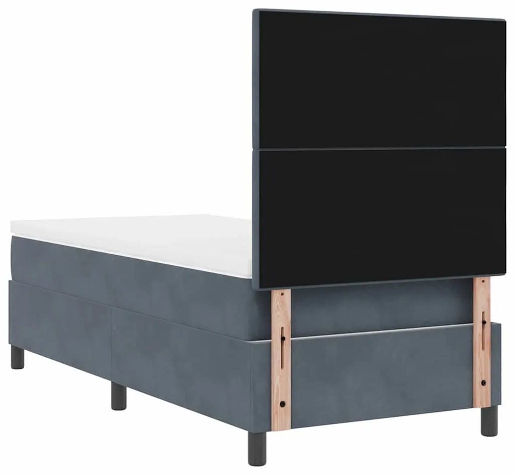 Cama Box com Colchão e LED VidaXL Cinza Escuro 80x200 cm Veludo