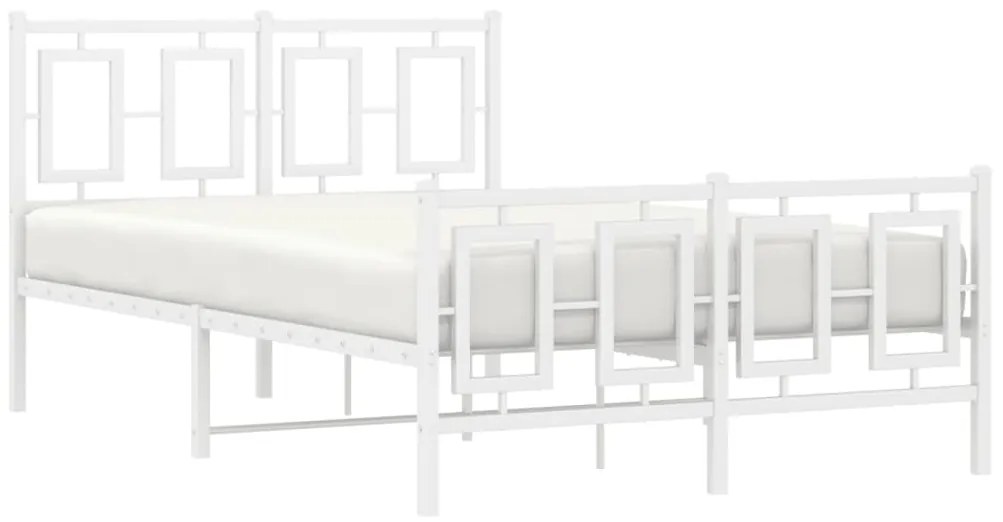 Estrutura de cama com cabeceira e pés 120x200 cm metal branco