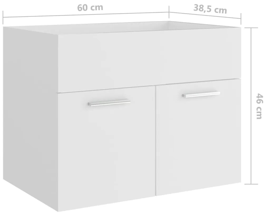 Armário de lavatório 60x38,5x46 cm derivados de madeira branco