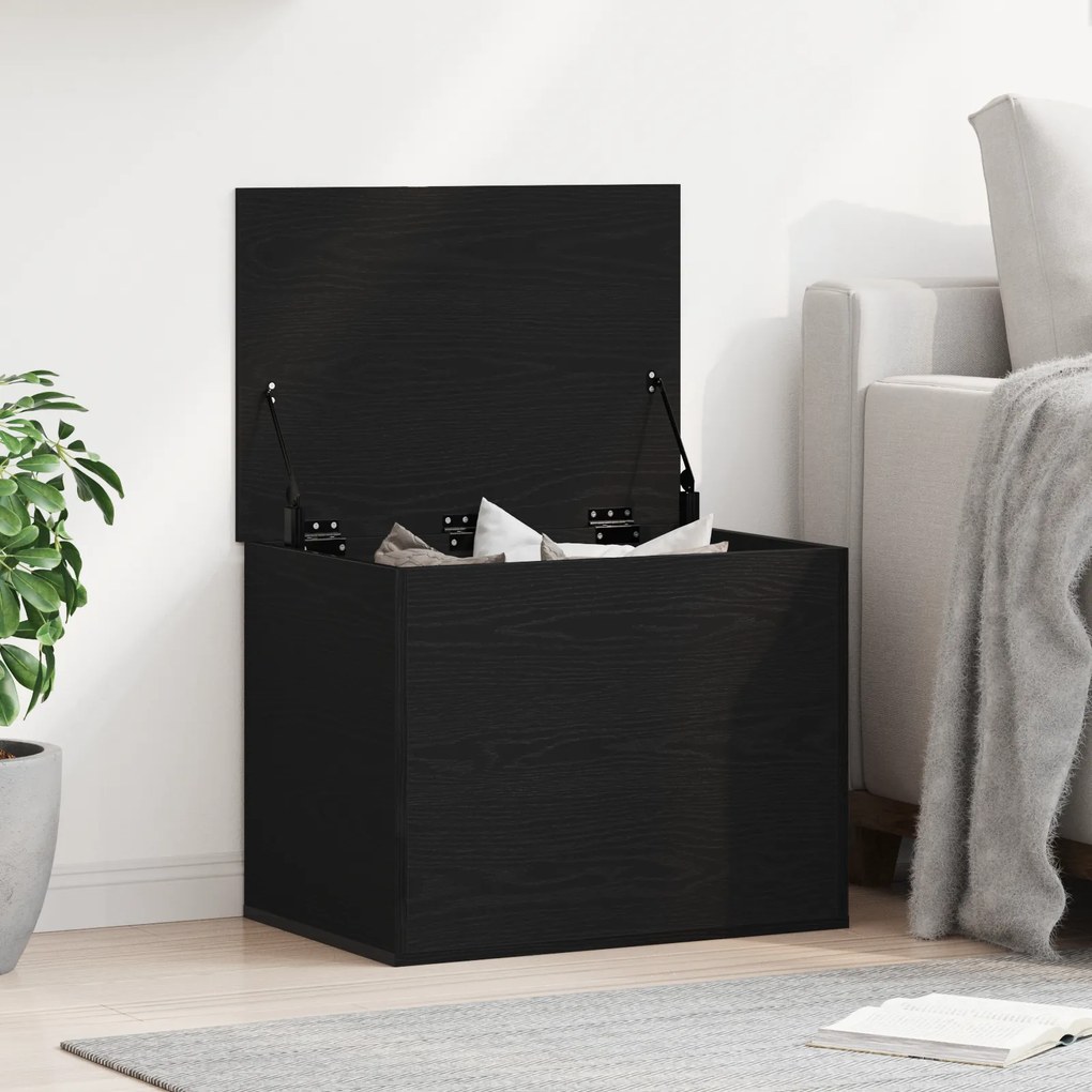 Caixa de Armazenamento vidaXL com Tampa Madeira Negra 60x42x46 cm Madeira Ingenheira