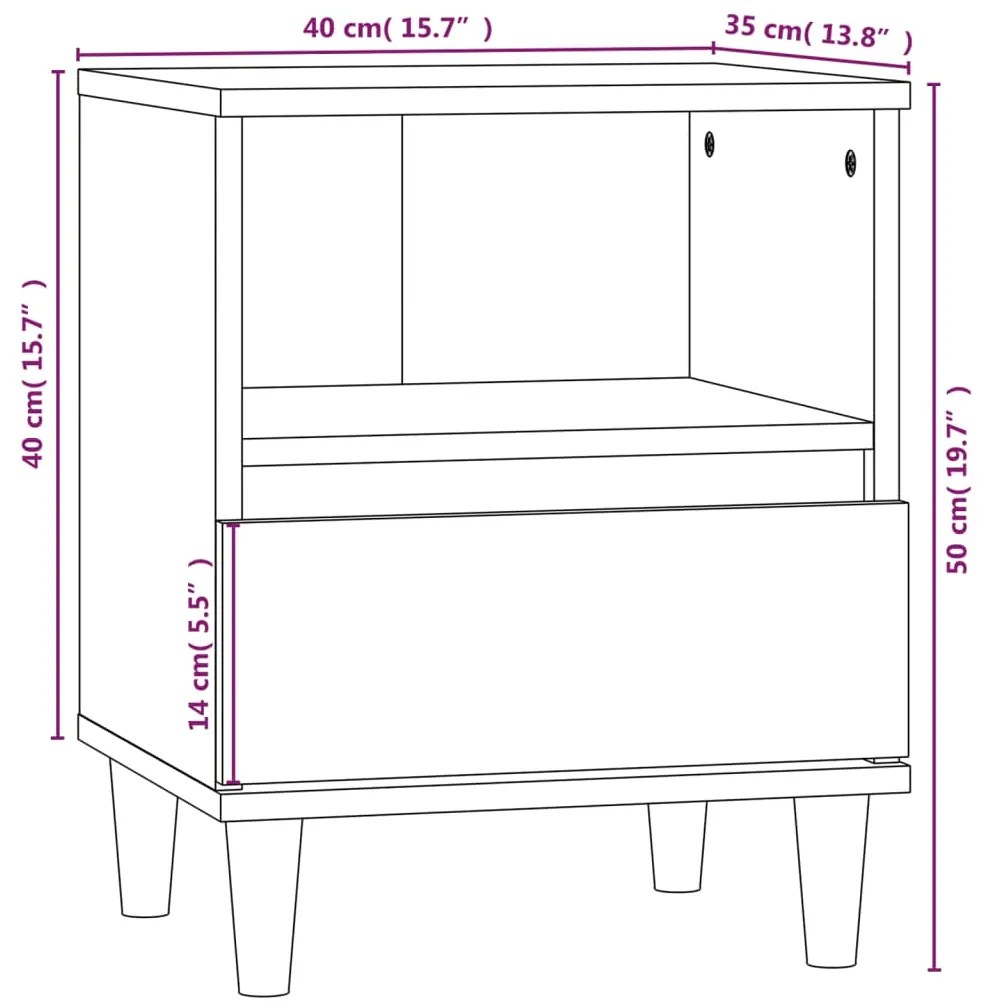 Mesas de cabeceira 2 pcs 40x35x50 cm cinzento cimento
