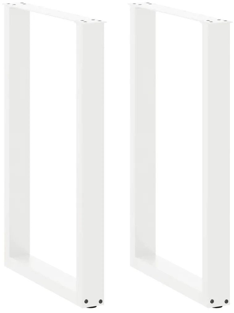 vidaXL Pés de mesa de bar em forma de U, 2 peças, branco, 60x(90-91) cm, aço
