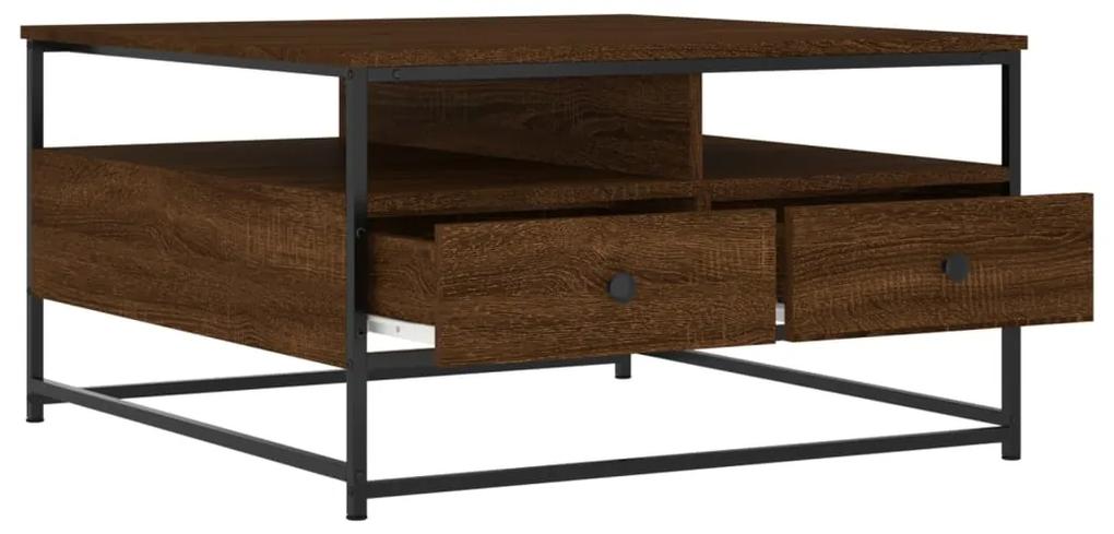 Mesa de centro 80x80x45 cm derivados madeira carvalho castanho