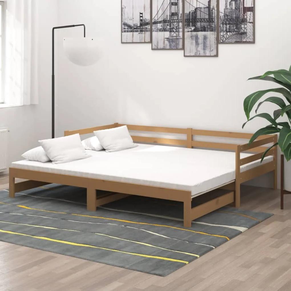Estrutura sofá-cama de puxar 2x(90x200) cm pinho castanho mel
