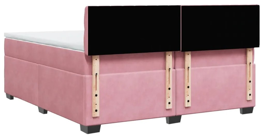 Cama com molas/colchão 200x200 cm veludo rosa