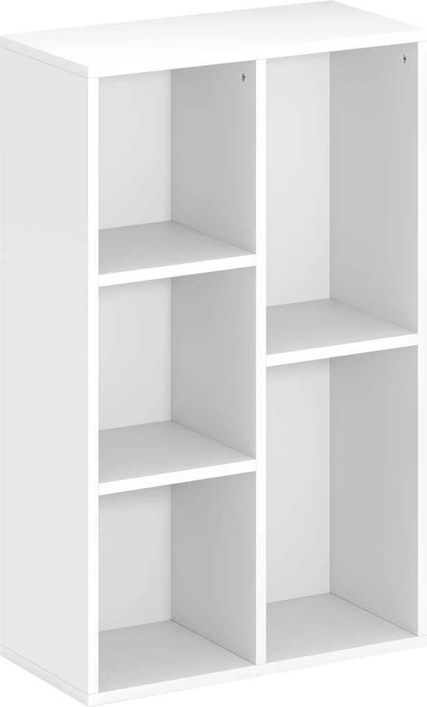 HOMCOM Estante organizadora 2 níveis com 5 compartimentos, para sala quarto escritório, 50x24x80cm, branco | Aosom Portugal