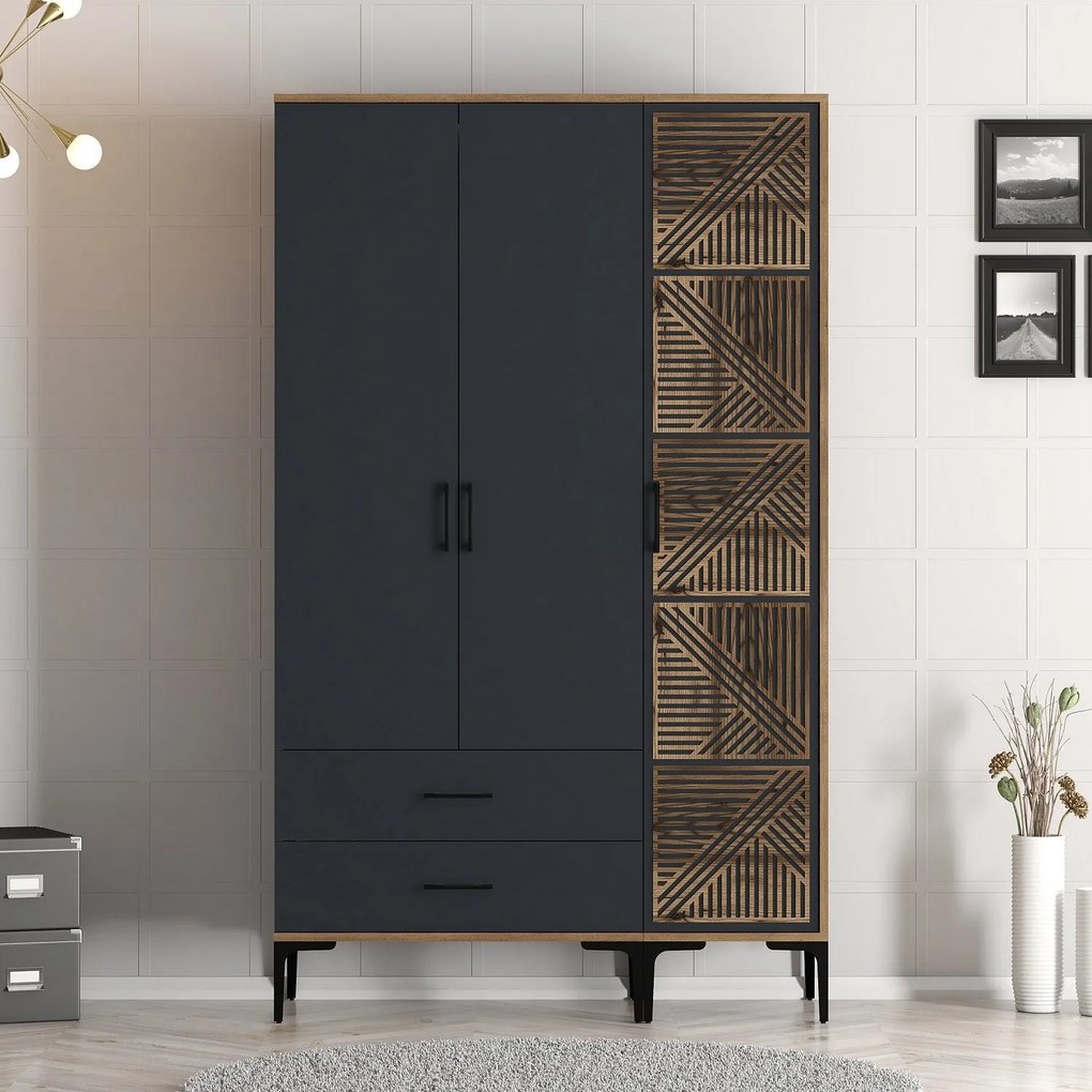 Guarda-roupa Kumsal PT – Nogueira/Antracite – 120x47,5x201,4 cm