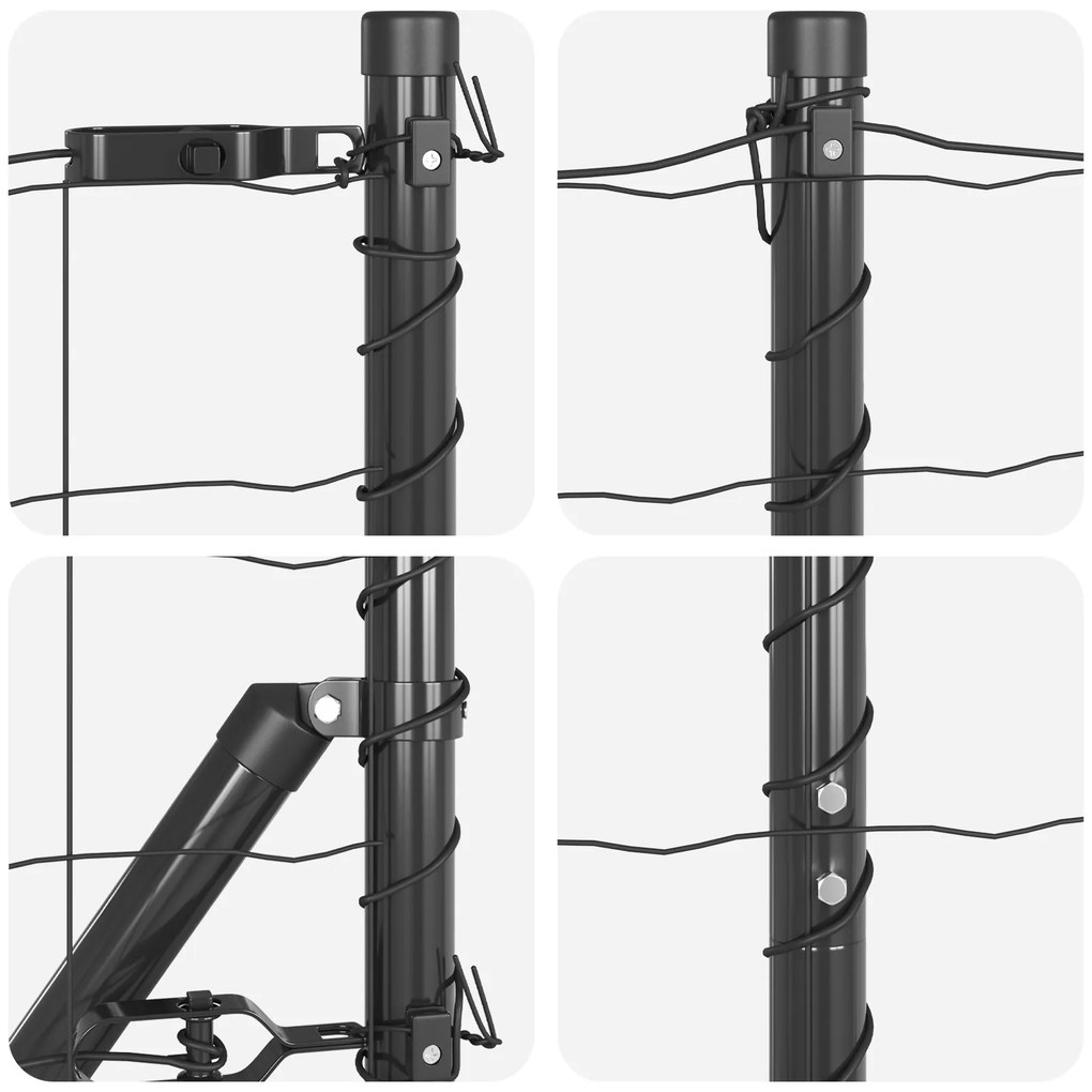 Cerca Euro com 7 Postes Flangeados 1.4x10 m Aço Galvanizado