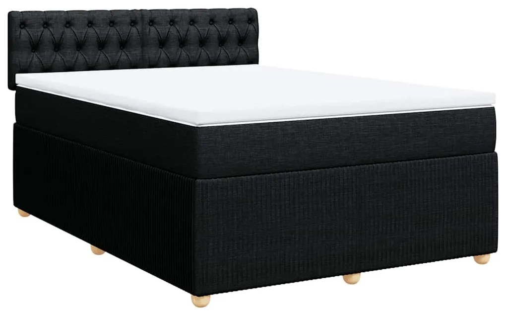 Cama com molas/colchão 140x200 cm tecido preto