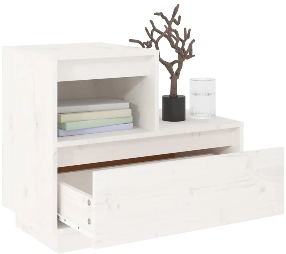 Mesas de cabeceira 2 pcs 60x34x51 cm pinho maciço branco