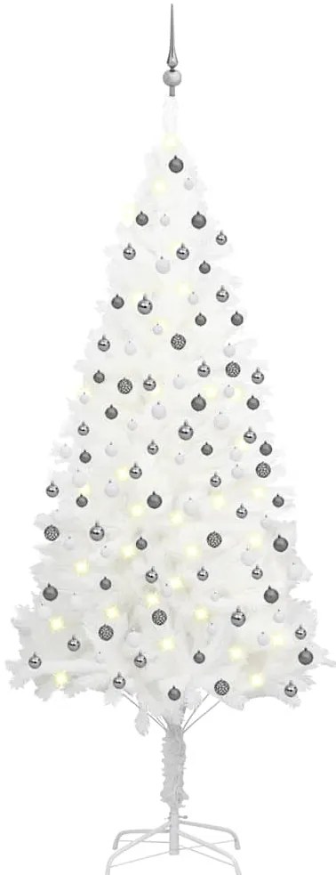 Árvore Natal artificial pré-iluminada c/ bolas 210 cm branco