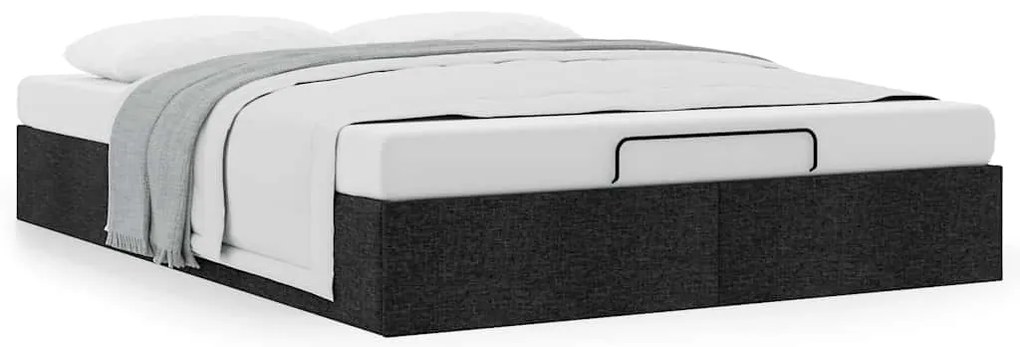 Estrutura de cama otomana sem colchão 140x190 cm tecido preto