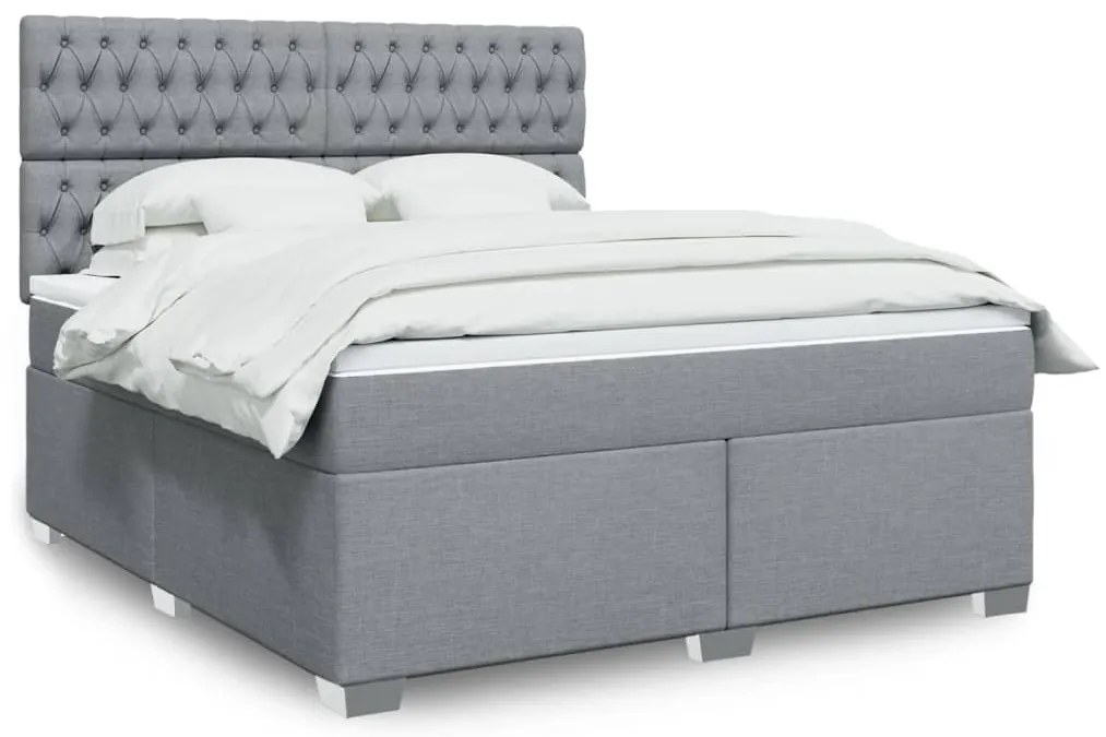 vidaXL Cama com molas/colchão 180x200 cm tecido cinzento-claro
