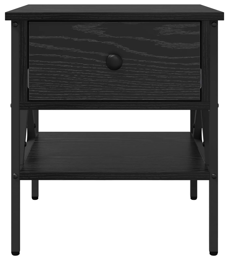 Mesas de cabeceira 2 pcs Carvalho Preto 40x42x45 cm Madeira engenheira