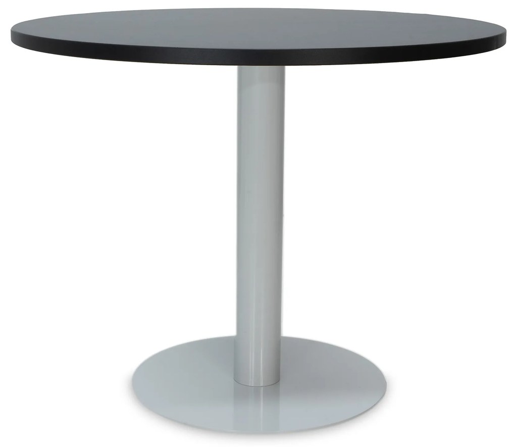 Mesa de Reunião Redonda 1200x750 mm – Tampo Branco em Melamina, Estrutura Cinza