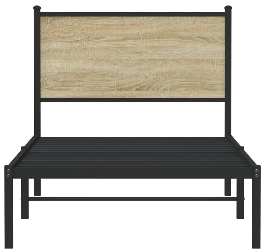 Estrutura de cama sem colchão 90x190 cm metal carvalho sonoma