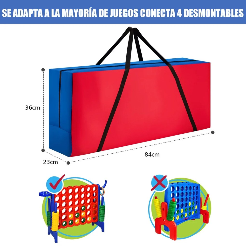 Saco de arrumação 84 x 23 x 36 cm para o jogo Conecta gigante (não incluído)  em tecido Oxford para transporte fácil Vermelho