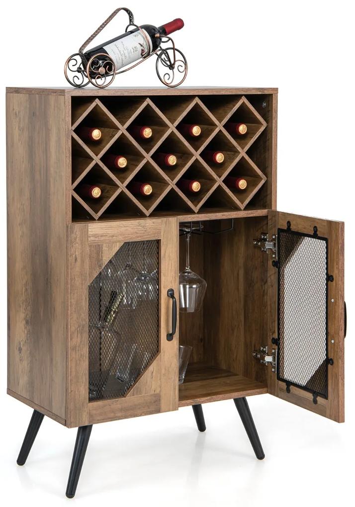Garrafeira Armário de vinho industrial, aparador de cozinha com porta-garrafas removível e porta-flocos, 2 garrafeiras para sala de jantar e sala de e