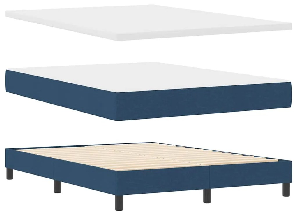 Cama Box com Colchão - Azul 140 x 190 cm, Tecido