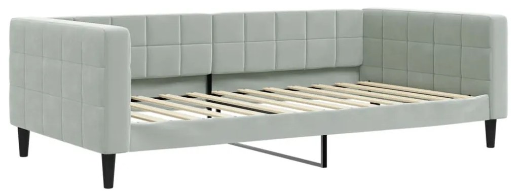 Sofá-cama com colchão 100x200 cm veludo cinzento-claro