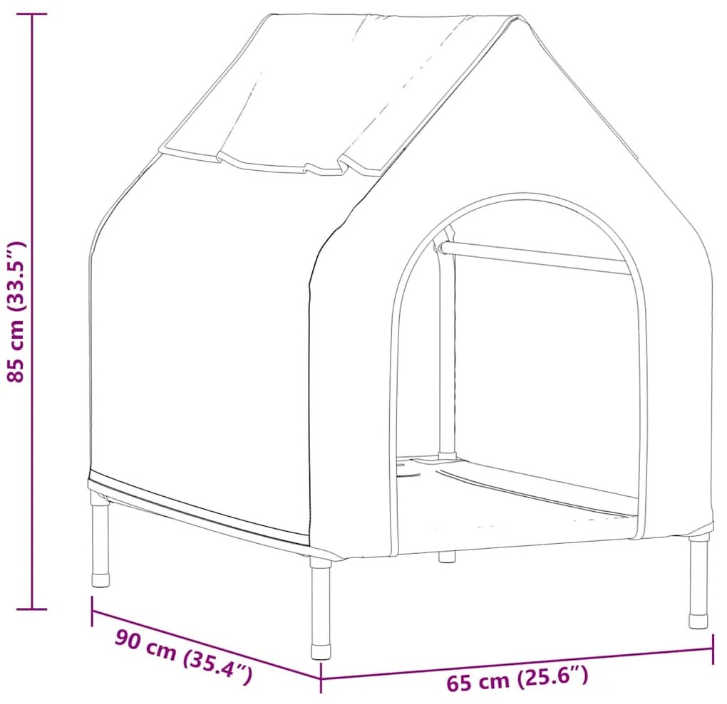Casa para Cão de Tecido Oxford Preto e Aço