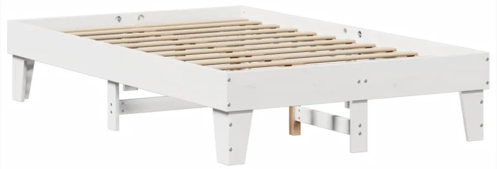 Cama sem colchão 135x190 cm madeira de pinho maciça branco
