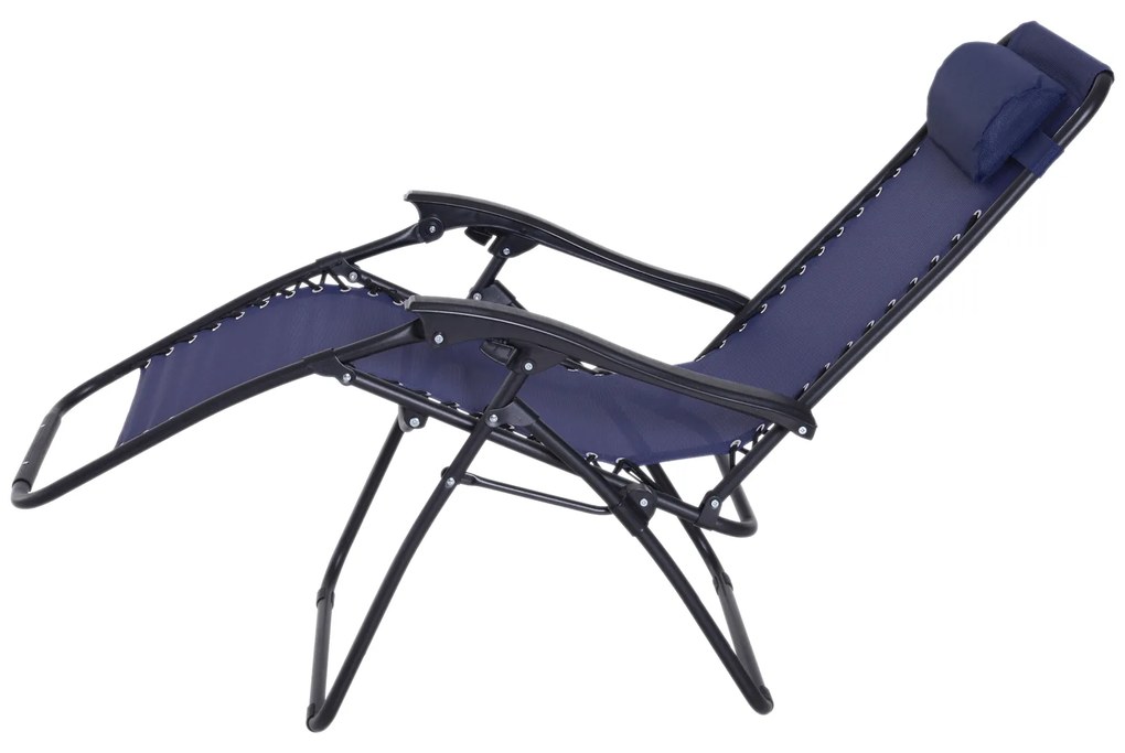 Outsunny Espreguiçadeira Dobrável de Jardim Espreguiçadeira de Gravidade Zero para Pátio Terraço Carga Máxima 150kg 90x65x110 cm Azul