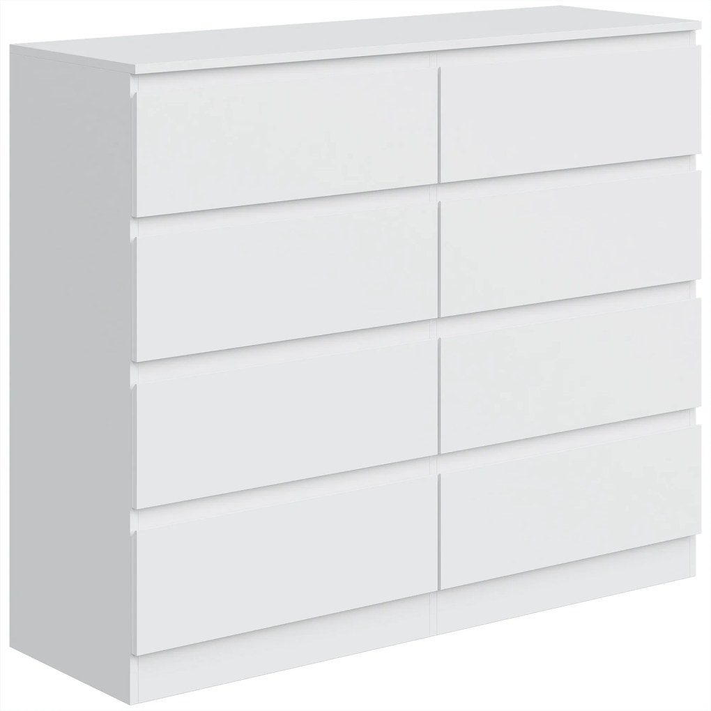 HOMCOM Cômoda Moderna com 8 Gavetas, 120x39x100 cm, Branca | Aosom Portugal