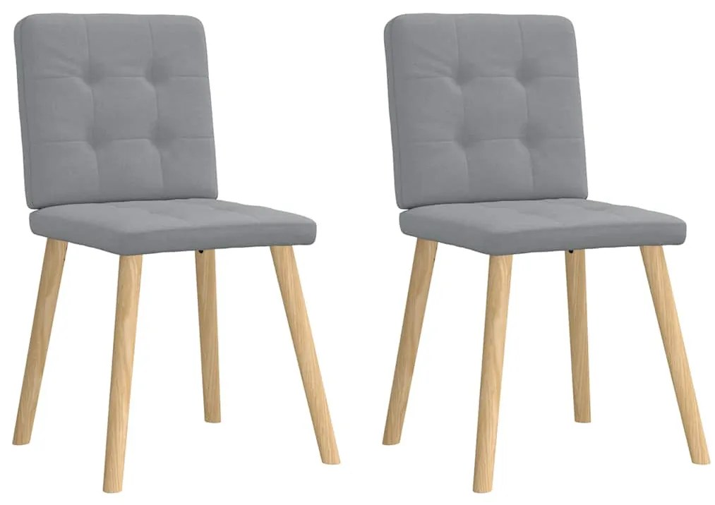Cadeiras de jantar 2 pcs tecido cinzento-claro