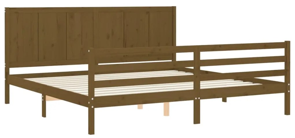 Estrutura cama c/ cabeceira 200x200cm maciço castanho-mel