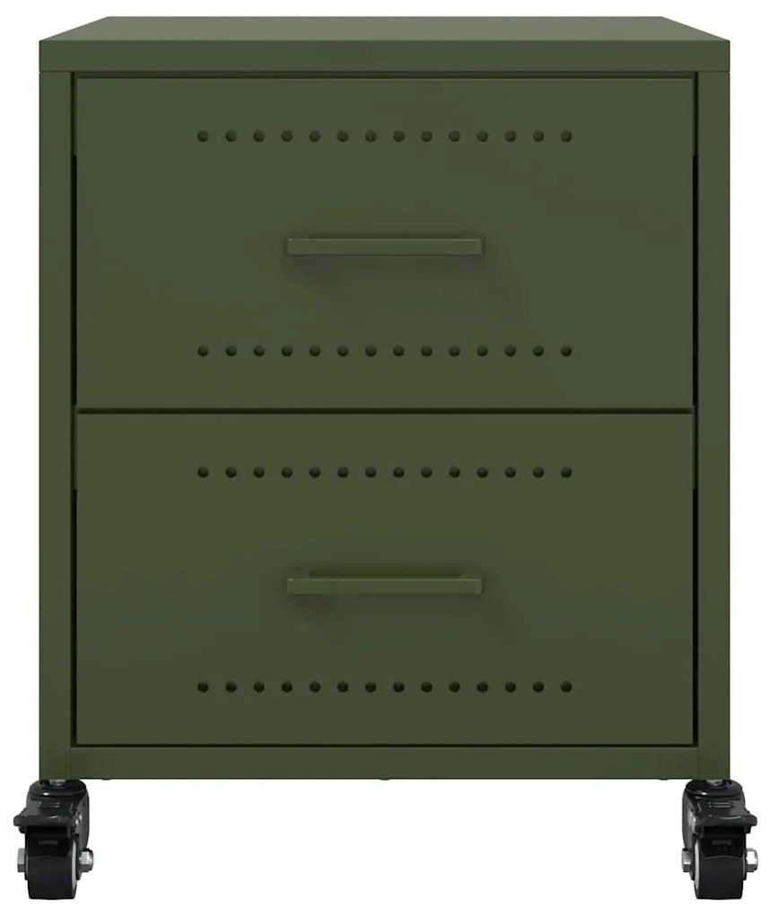 Mesas de cabeceira 2 pcs 36x39x43,5 cm aço verde-azeitona