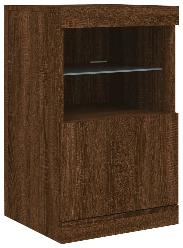 Aparador com luzes LED 123x37x67 cm carvalho castanho