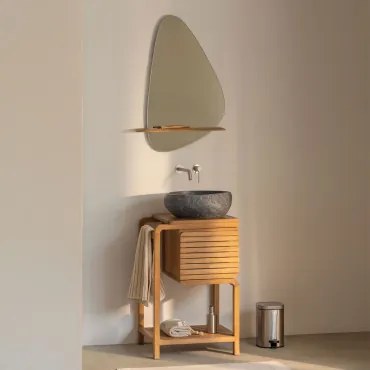 Conjunto De Móvel De Casa De Banho Em Madeira De Teca Bradley Irregular Em Cimento Preto ↔︎40 Cm Fedro & Irregular Com - Sklum