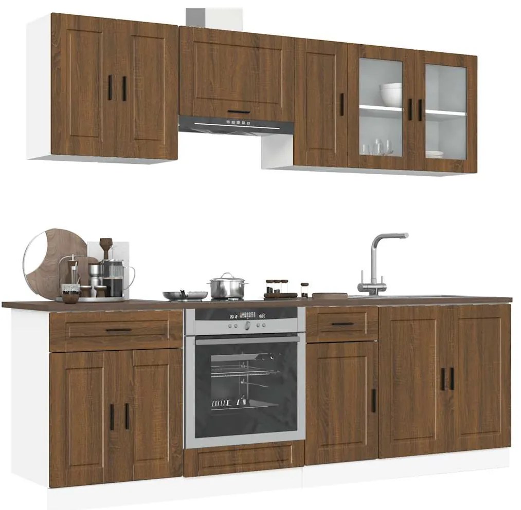 vidaXL 8 peças armário de cozinha conjunto Kalmar carvalho castanho