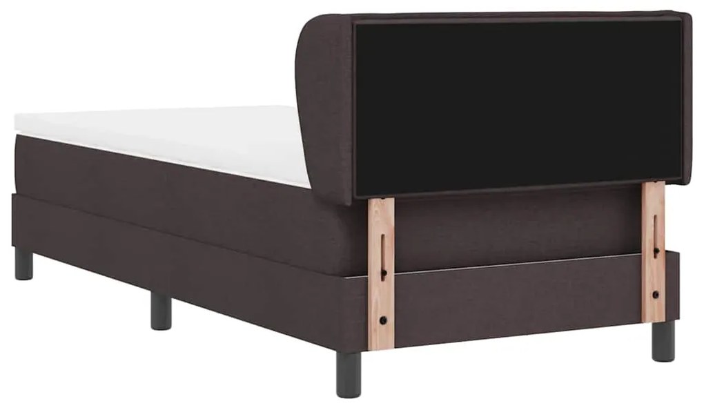 Cama Box Spring vidaXL com Colchão - Castanho Escuro, 80x200 cm, Tecid
