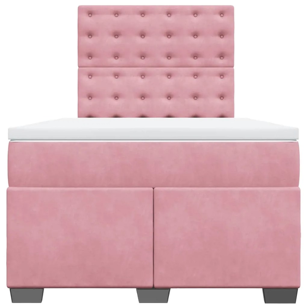 Cama boxspring com colchão 120x190 cm veludo rosa