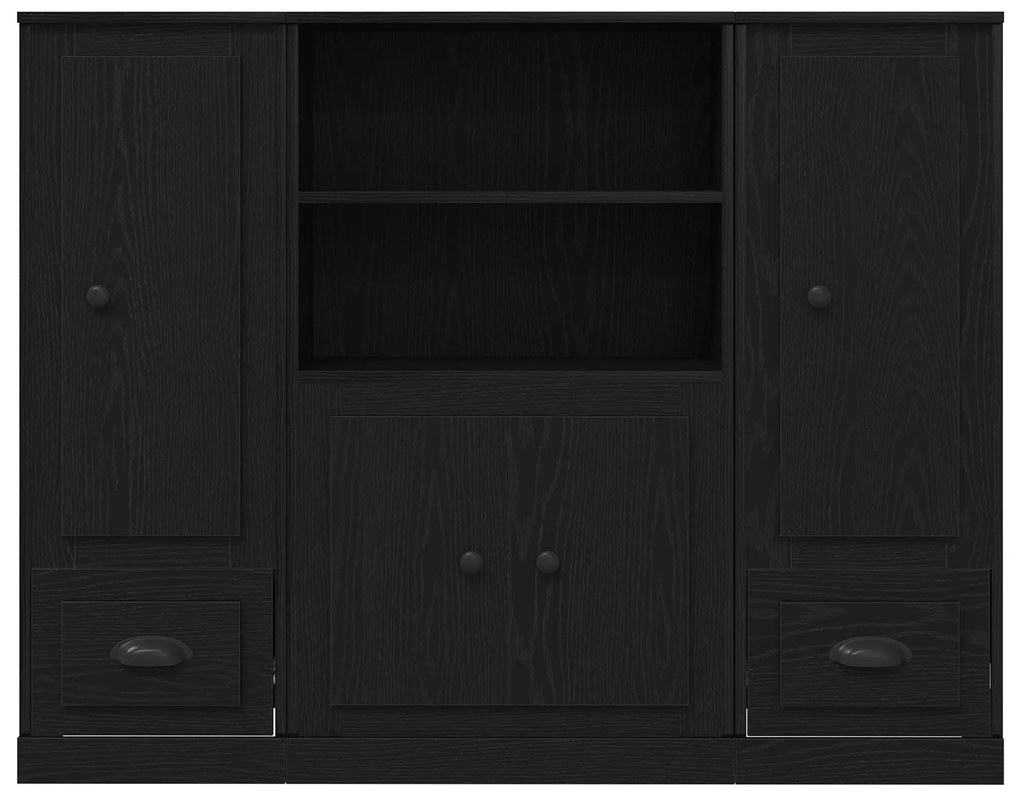 Highboard vidaXL Preto Carvalho 132x35,5x103,5 cm Madeira Engenharia