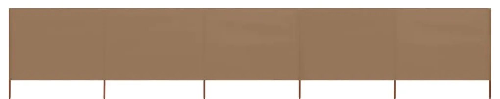 Para-vento c\ 5 painéis tecido 600x160 cm cinzento-acastanhado