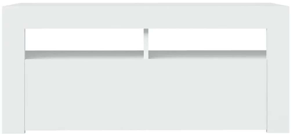 Móvel de TV com luzes LED 90x35x40 cm branco
