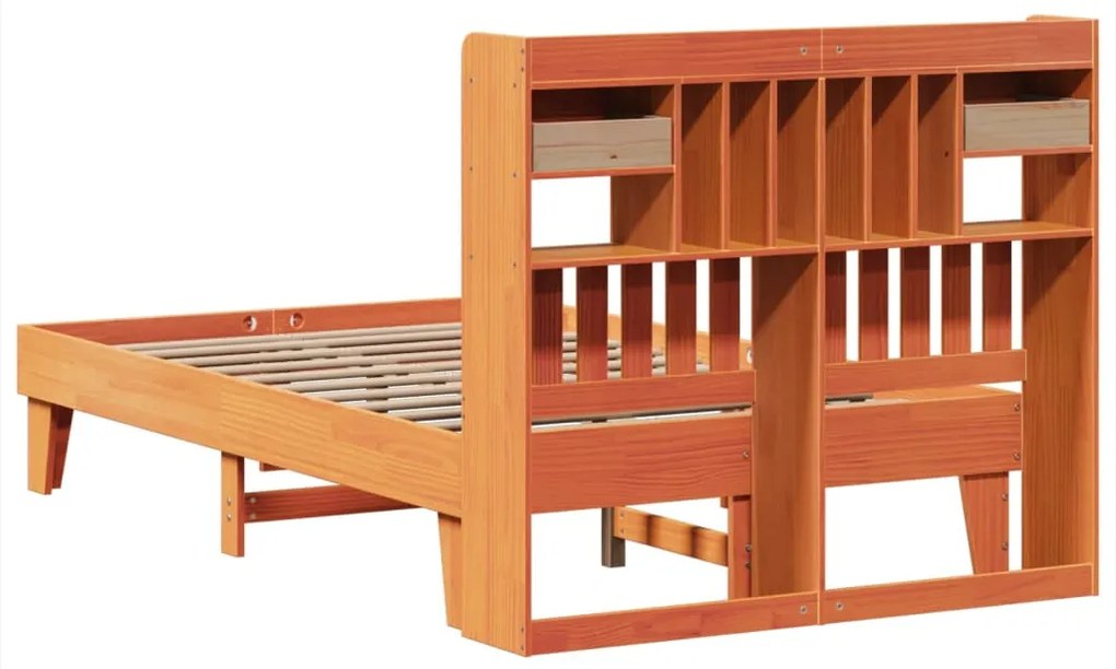 Cama sem colchão 120x200 cm madeira pinho maciça castanho-mel