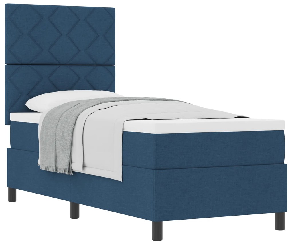 Cama Box Spring com Colchão Azul 80x200 cm Tecido
