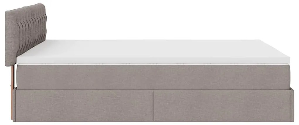 Cama otomana com colchão 140x200 cm tecido cinza
