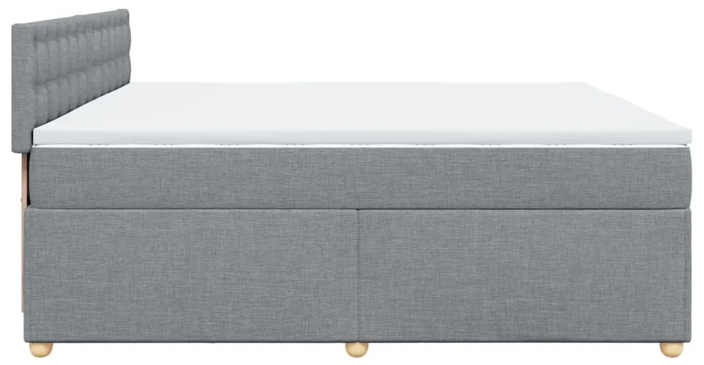 Cama com molas/colchão 200x200 cm tecido cinza-claro