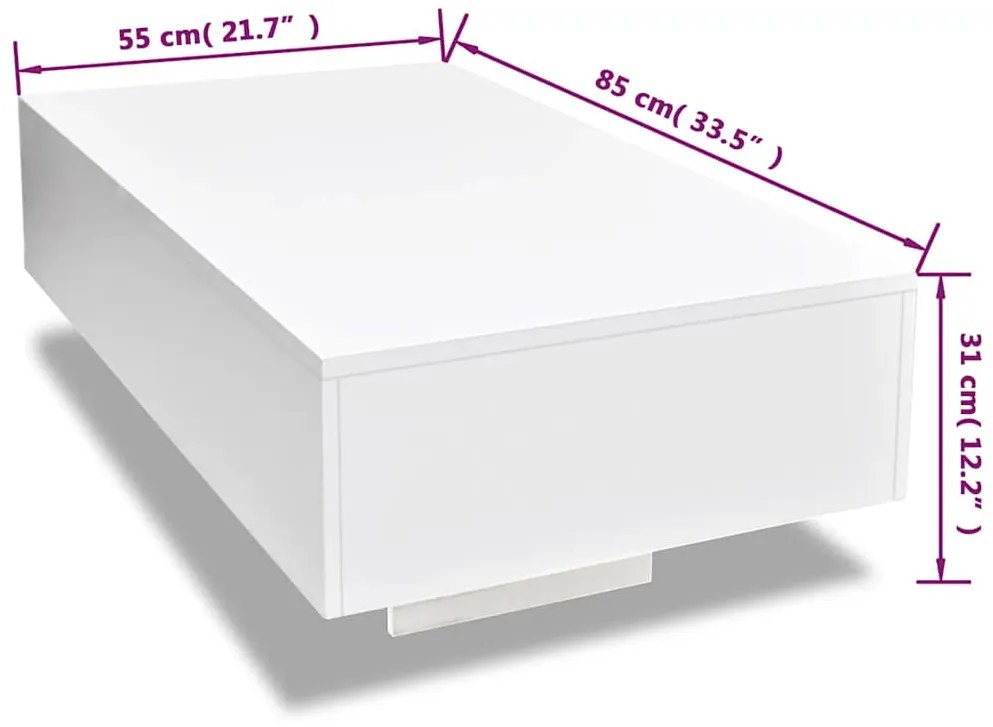 Mesa de centro, branco brilhante
