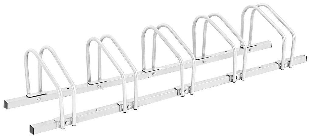 Suporte para bicicletas para 5 bicicletas Suporte para bicicletas para casa, jardim, garagem, parque 150 x 32,5 x 26 cm Prata