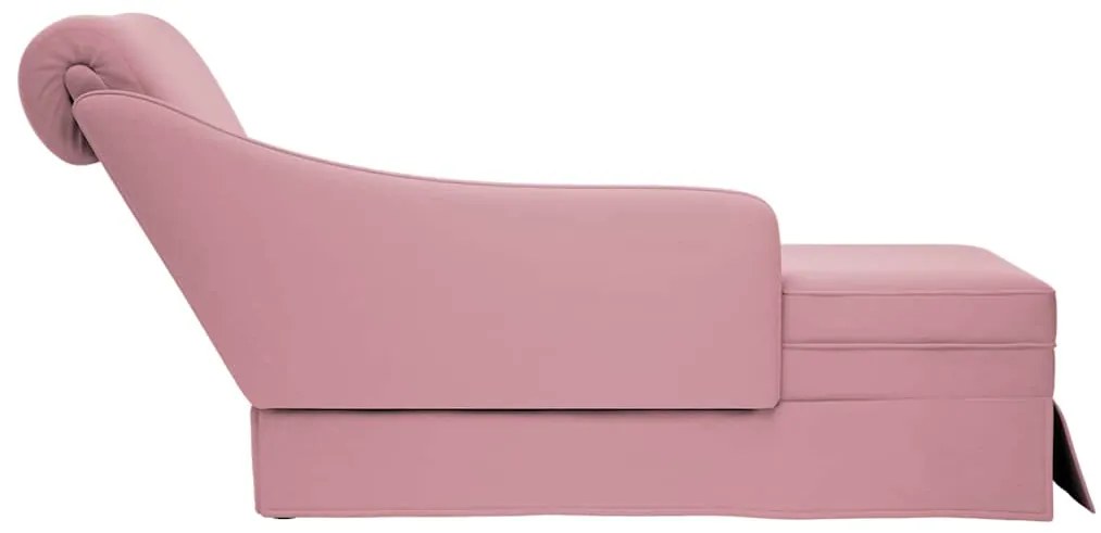 Chaise lounge c/ reforço/apoio de braços direito veludo rosa