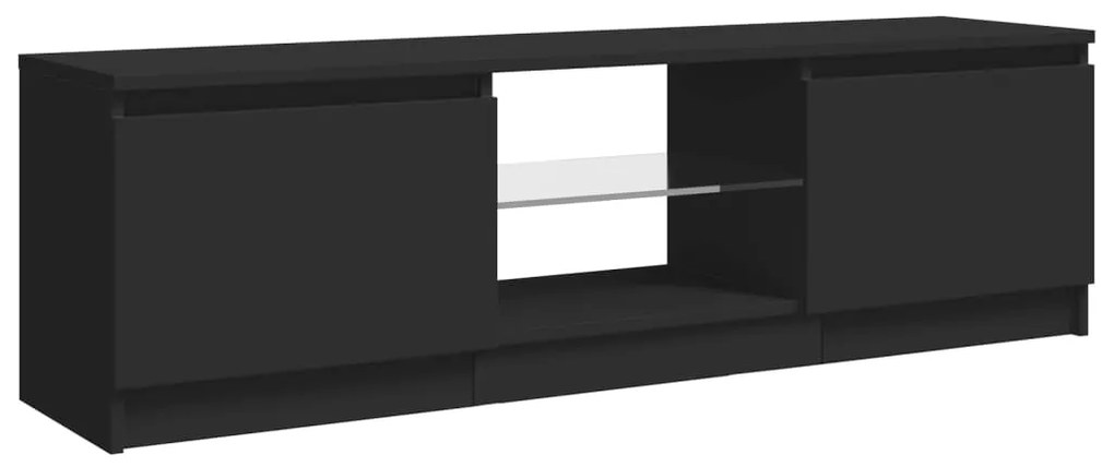 Móvel de TV com luzes LED 120x30x35,5 cm preto